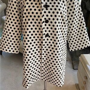 Chico's Dot Jacquard Jacket White w/Black Polka Dots Women’s Sz 2 (12) 3/4 Slee